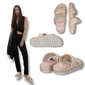 LOVE OUR PLANET Women's Lisa Beige Platform Braided Sandals 100% Vegan